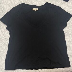 Madewell Black V-Neck Short Sleeve Tee Top